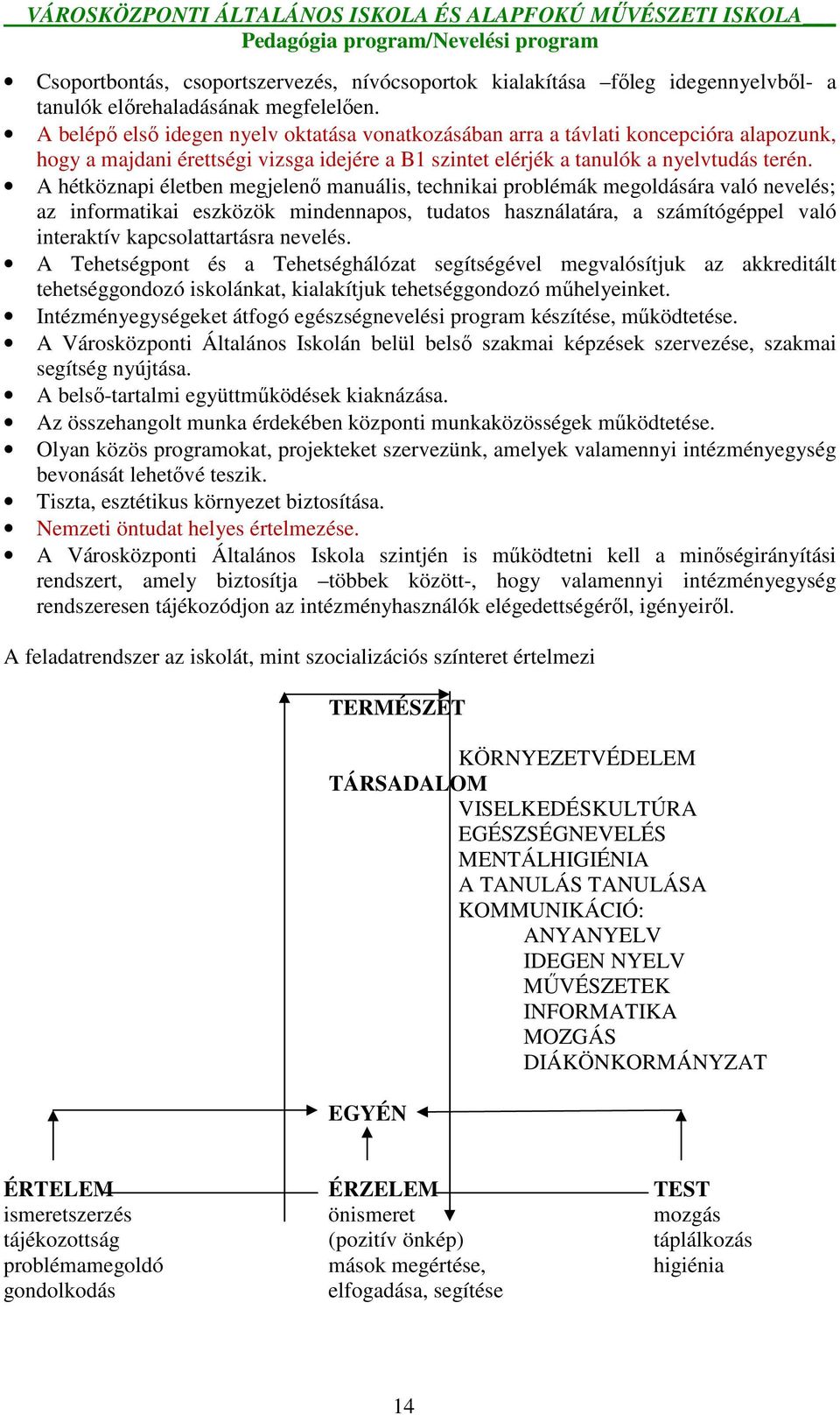 A hétköznapi életben megjelenı manuális, technikai problémák megoldására való nevelés; az informatikai eszközök mindennapos, tudatos használatára, a számítógéppel való interaktív kapcsolattartásra