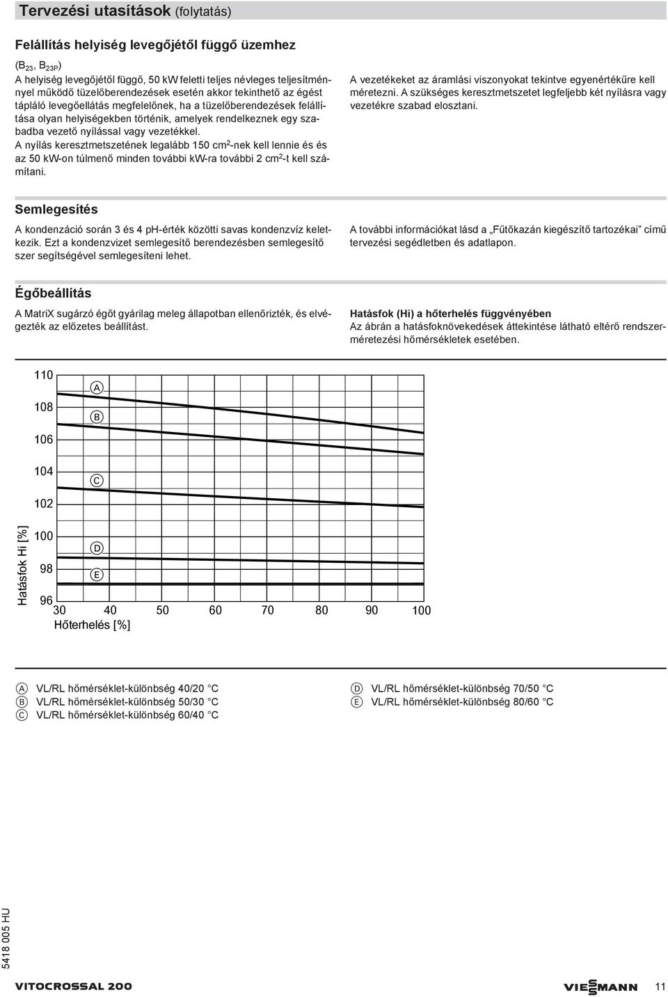 vezetékkel. A nyílás keresztmetszetének legalább 150 cm 2 -nek kell lennie és és az 50 kw-on túlmenő minden további kw-ra további 2 cm 2 -t kell számítani.