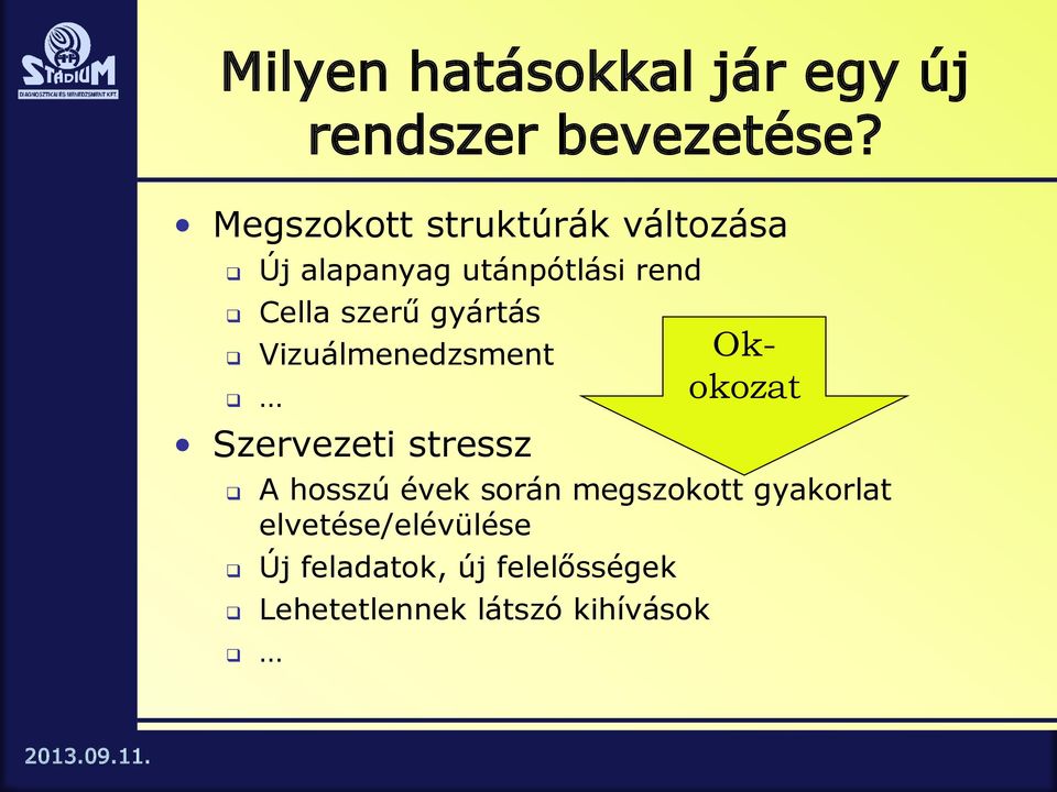 gyártás Vizuálmenedzsment Szervezeti stressz A hosszú évek során