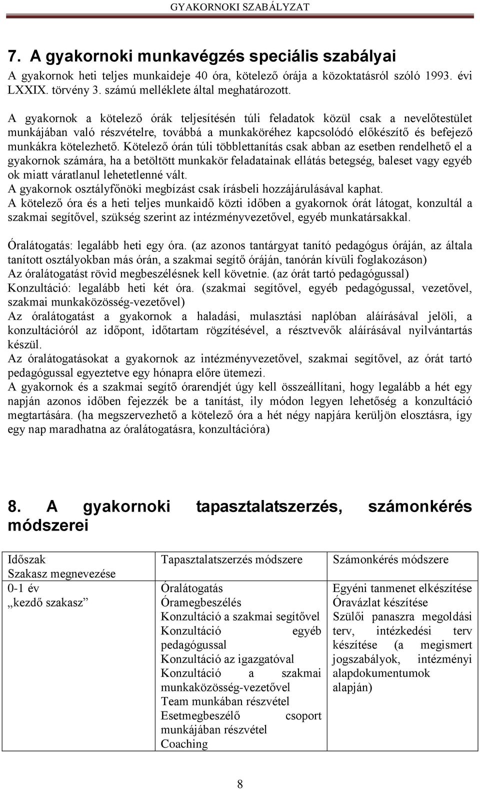 Kötelező órán túli többlettanítás csak abban az esetben rendelhető el a gyakornok számára, ha a betöltött munkakör feladatainak ellátás betegség, baleset vagy egyéb ok miatt váratlanul lehetetlenné