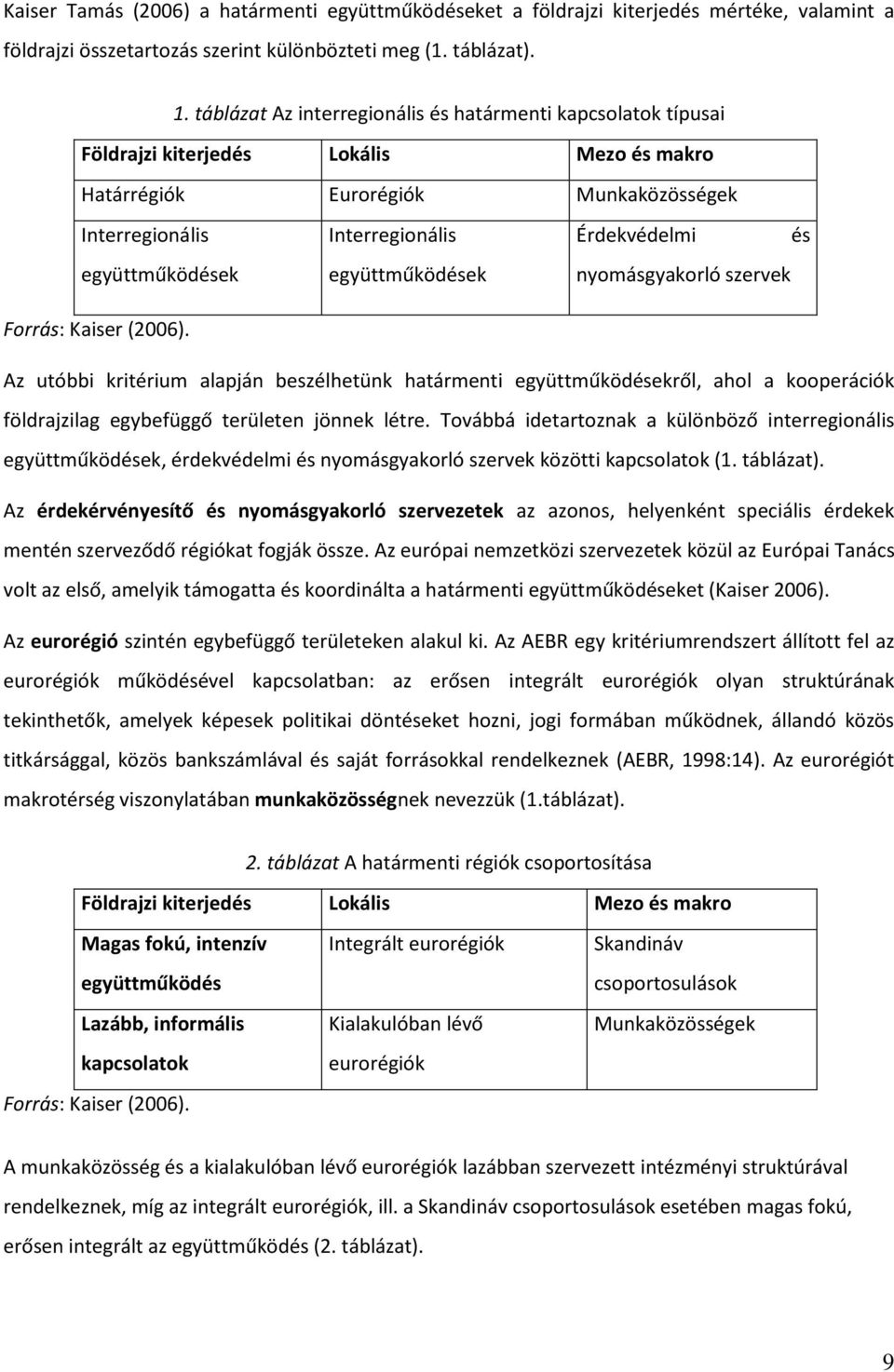 Interregionális együttműködések Érdekvédelmi nyomásgyakorló szervek és Az utóbbi kritérium alapján beszélhetünk határmenti együttműködésekről, ahol a kooperációk földrajzilag egybefüggő területen