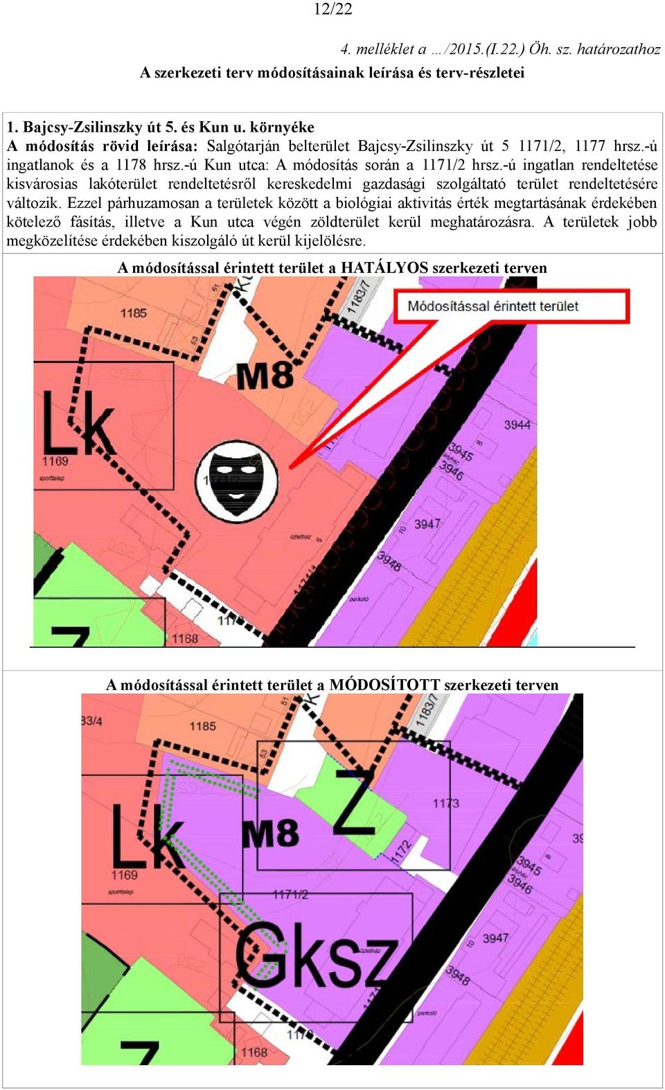 -ú ingatlan rendeltetése kisvárosias lakóterület rendeltetésről kereskedelmi gazdasági szolgáltató terület rendeltetésére változik.