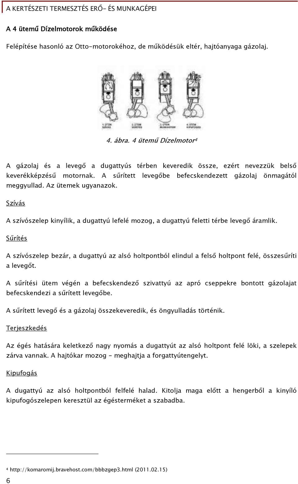 Az ütemek ugyanazok. Szívás A szívószelep kinyílik, a dugattyú lefelé mozog, a dugattyú feletti térbe levegő áramlik.