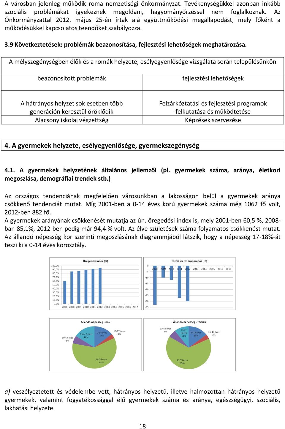 A mélyszegénységben élők és a romák helyzete, esélyegyenlősége vizsgálata során településünkön beazonosított problémák fejlesztési lehetőségek A hátrányos helyzet sok esetben több generáción