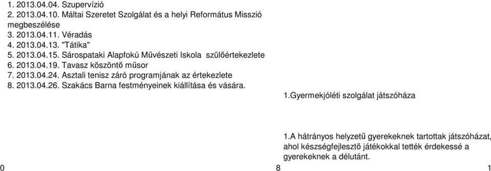 Asztali tenisz záró programjának az értekezlete 8. 2013.04.26. Szakács Barna festményeinek kiállítása és vására. 1.