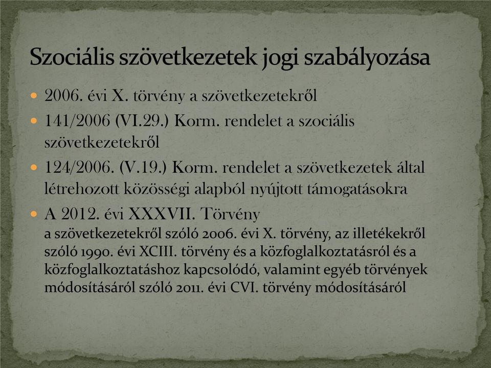 Törvény a szövetkezetekről szóló 2006. évi X. törvény, az illetékekről szóló 1990. évi XCIII.