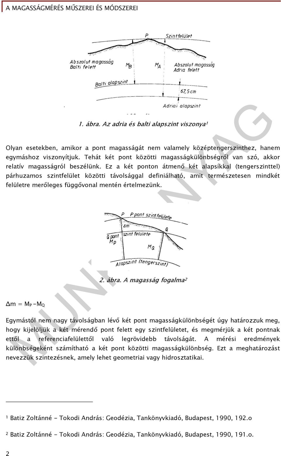 Ez a két ponton átmenő két alapsíkkal (tengerszinttel) párhuzamos szintfelület közötti távolsággal definiálható, amit természetesen mindkét felületre merőleges függővonal mentén értelmezünk.