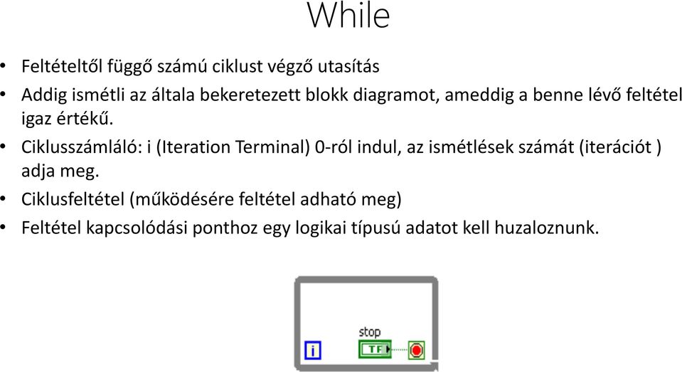 Ciklusszámláló: i (Iteration Terminal) 0-ról indul, az ismétlések számát (iterációt ) adja