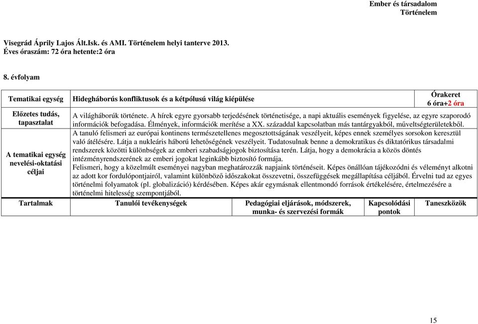 A hírek egyre gyorsabb terjedésének történetisége, a napi aktuális események figyelése, az egyre szaporodó információk befogadása. Élmények, információk merítése a XX.