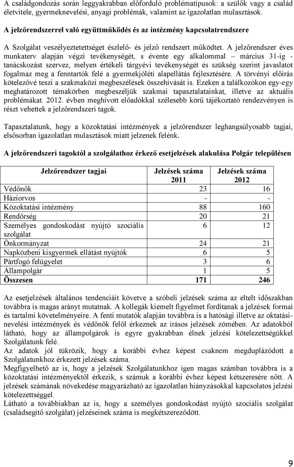 A jelzőrendszer éves munkaterv alapján végzi tevékenységét, s évente egy alkalommal március 31-ig - tanácskozást szervez, melyen értékeli tárgyévi tevékenységét és szükség szerint javaslatot fogalmaz