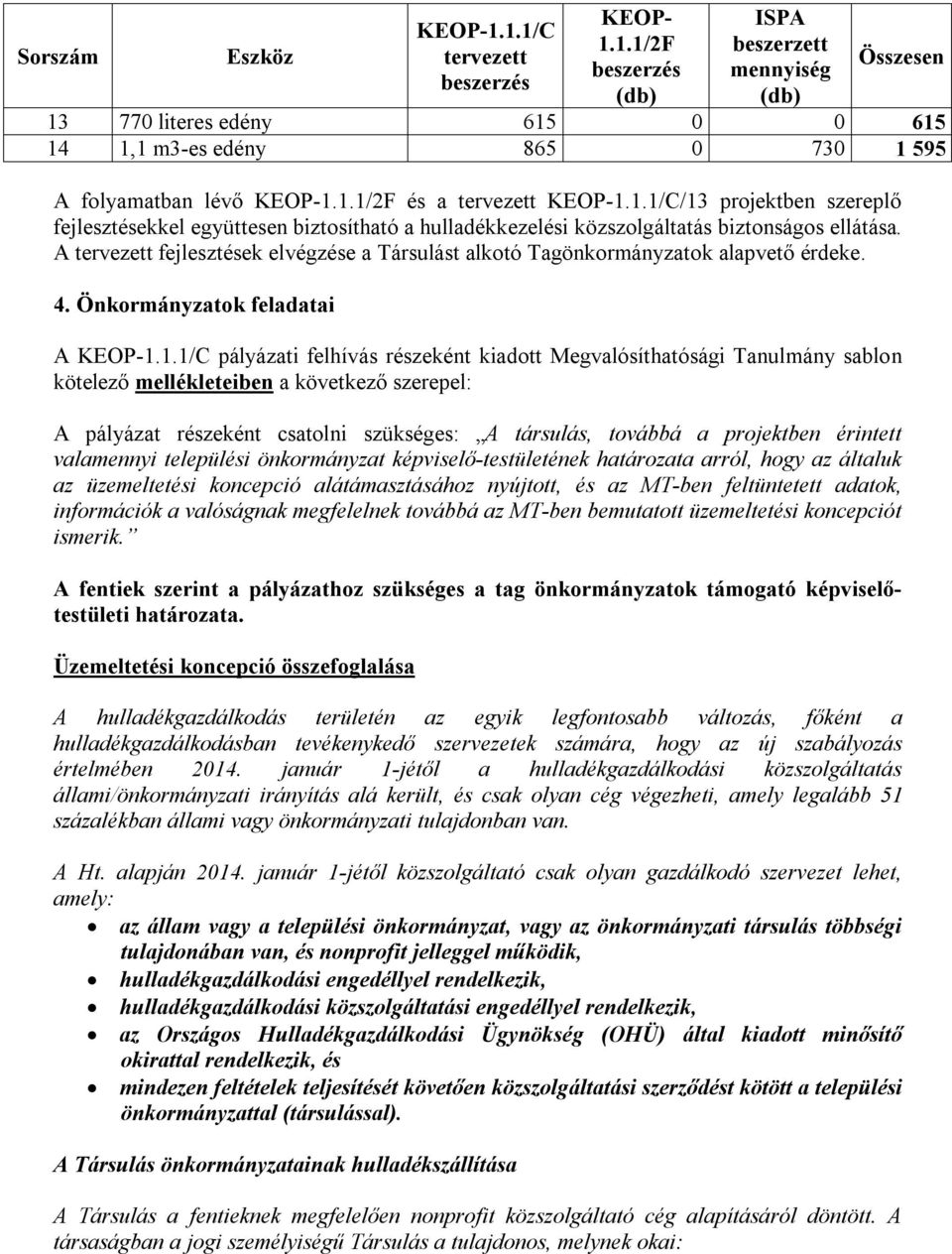 A tervezett fejlesztések elvégzése a Társulást alkotó Tagönkormányzatok alapvető érdeke. 4. Önkormányzatok feladatai A KEOP-1.