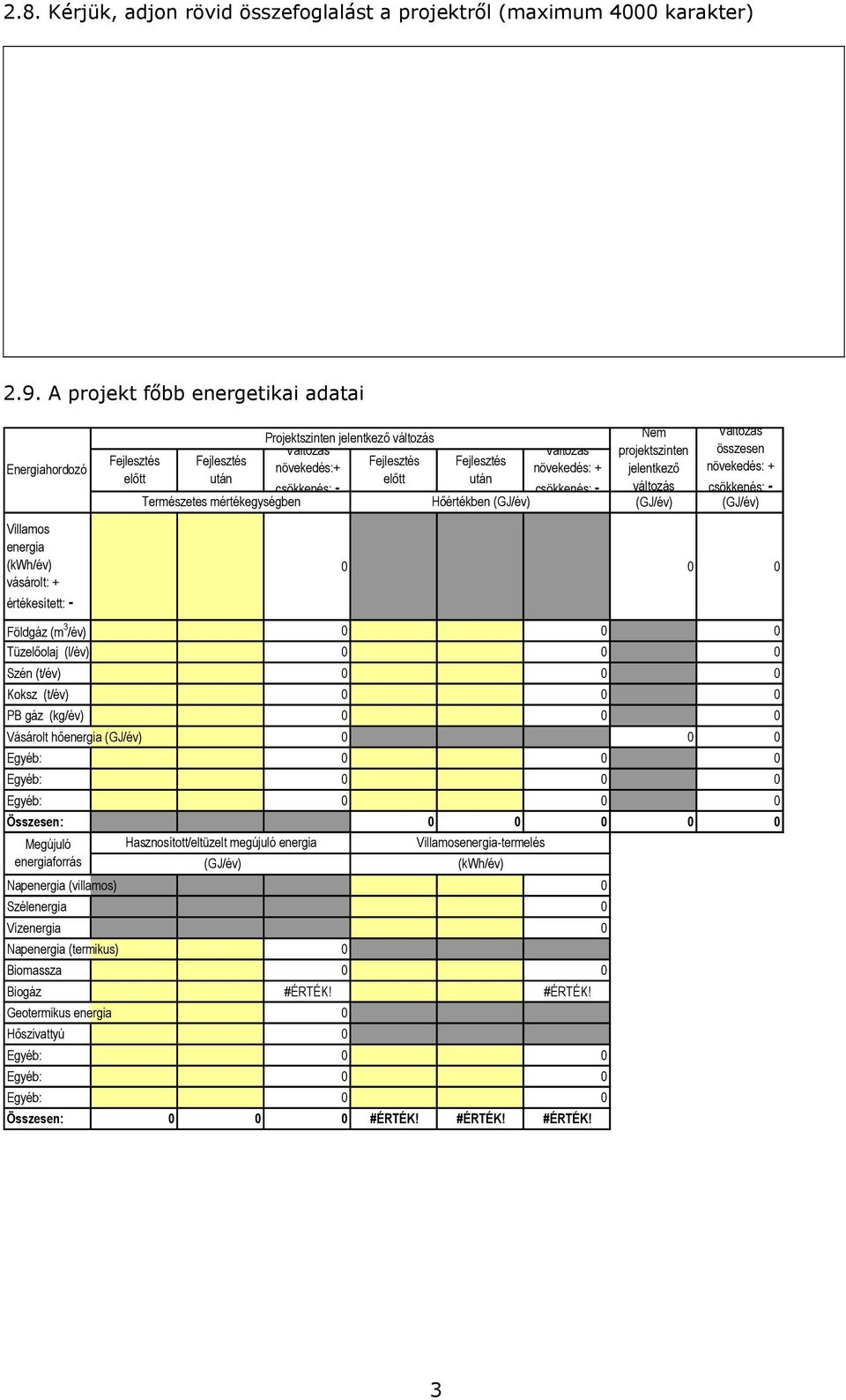 (GJ/év) 0 0 0 Földgáz (m 3 /év) 0 0 0 Tüzelőolaj (l/év) 0 0 0 Szén (t/év) 0 0 0 Koksz (t/év) 0 0 0 PB gáz (kg/év) 0 0 0 Vásárolt hőenergia (GJ/év) 0 0 0 Egyéb: 0 0 0 Egyéb: 0 0 0 Egyéb: 0 0 0