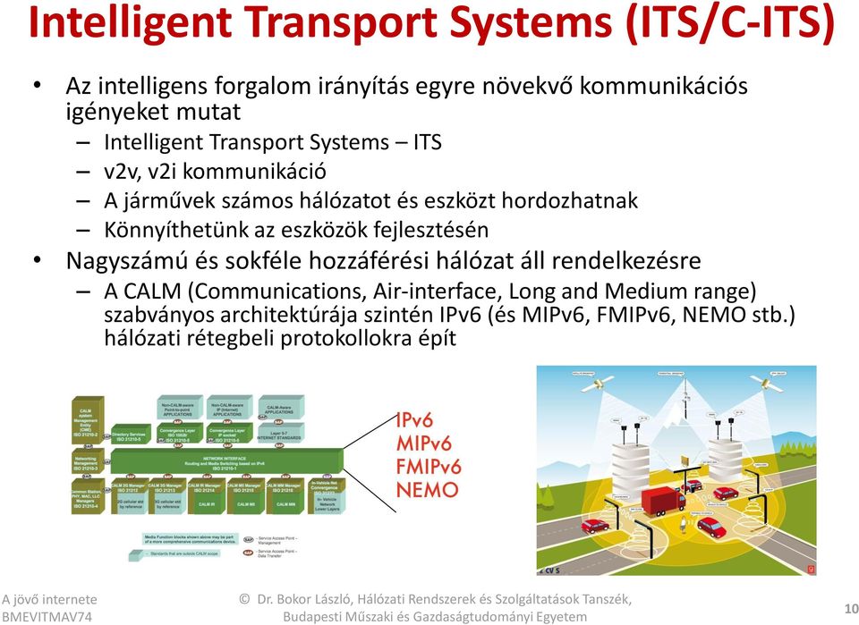 eszközök fejlesztésén Nagyszámú és sokféle hozzáférési hálózat áll rendelkezésre A CALM (Communications, Air-interface, Long