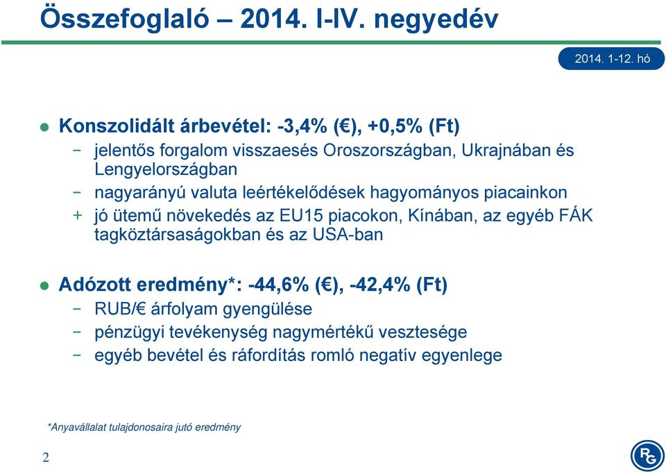 Lengyelországban nagyarányú valuta leértékelődések hagyományos piacainkon + jó ütemű növekedés az EU15 piacokon, Kínában, az