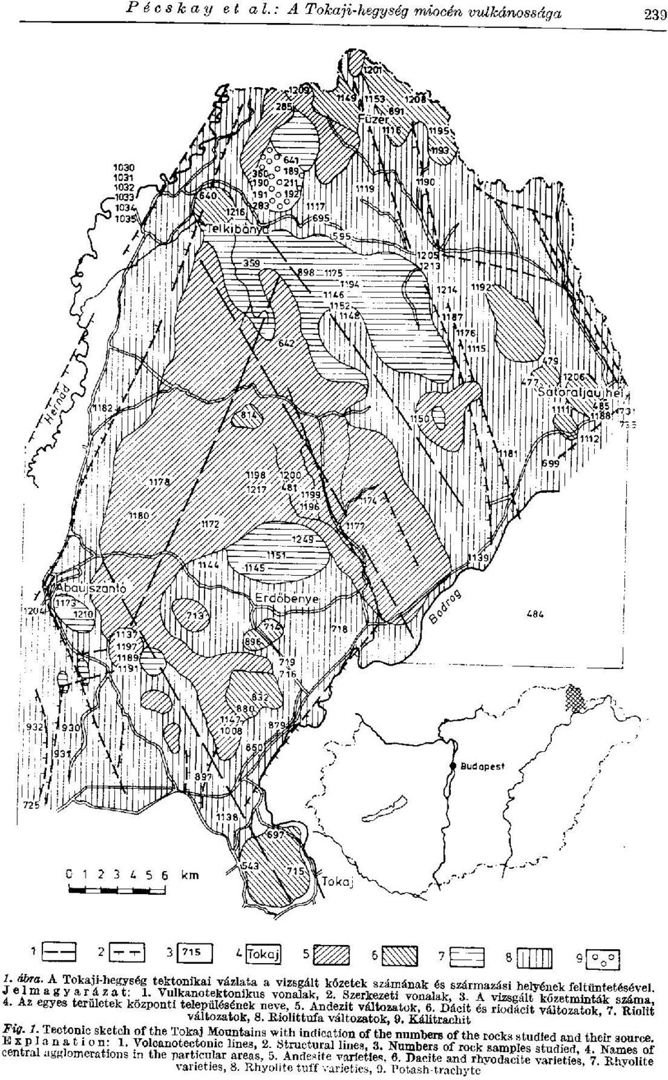 Hiolittufa változatok, 9. Kálitrachit k í j Mountains with indication of the numbers of the rocks studied and their source Ttï\/i J e 0t 0 f- C S t e t T? Sít?, n h, r í f h e a» f * 10 n!