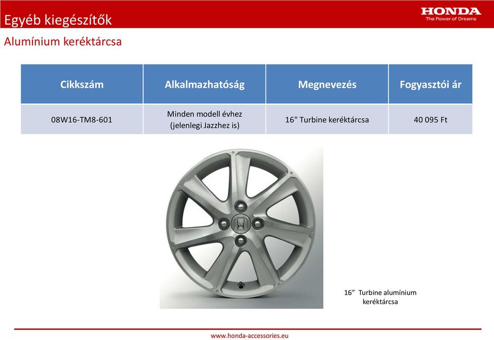 (jelenlegi Jazzhez is) 16" Turbine