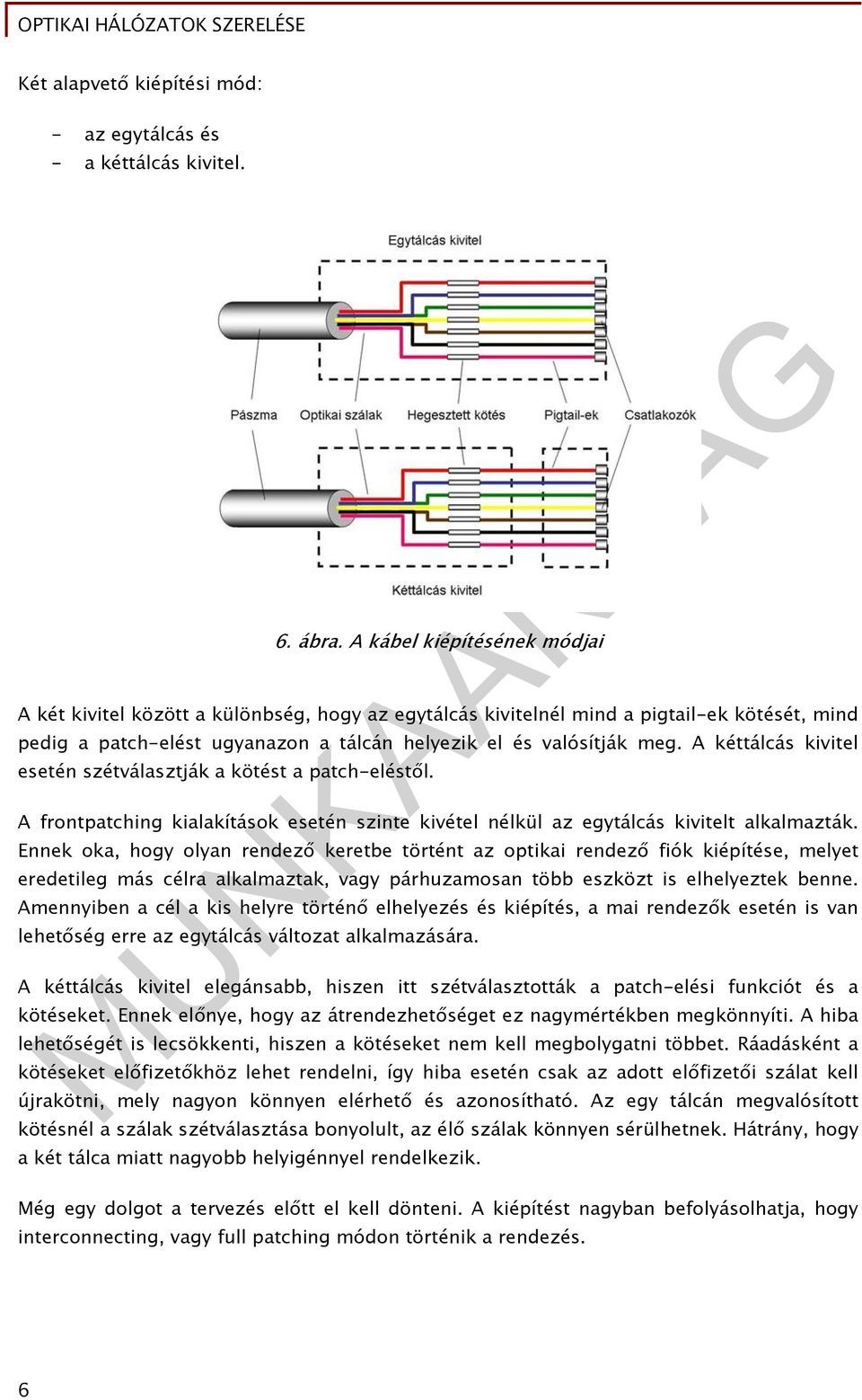 A kéttálcás kivitel esetén szétválasztják a kötést a patch-eléstől. A frontpatching kialakítások esetén szinte kivétel nélkül az egytálcás kivitelt alkalmazták.