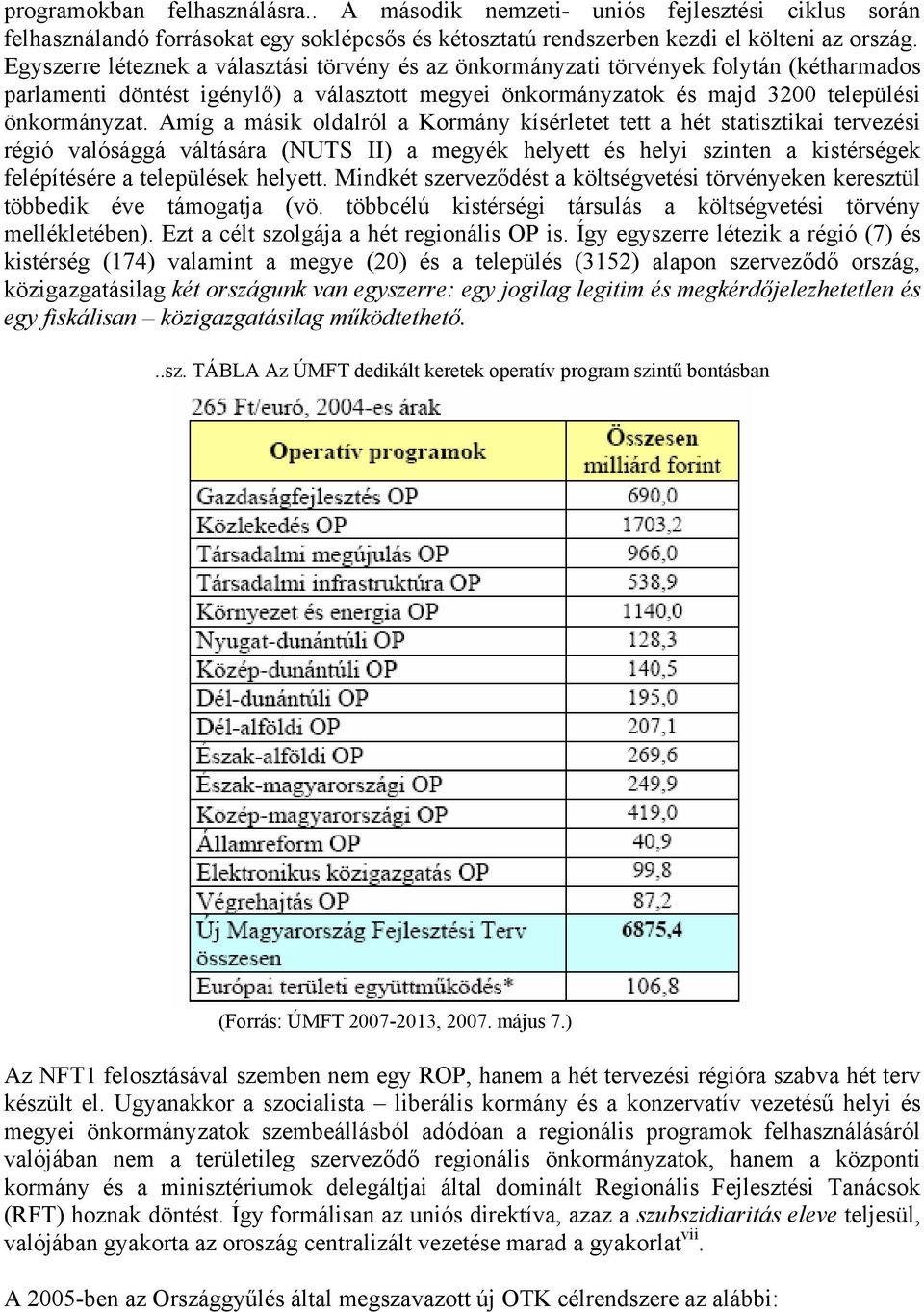 Amíg a másik oldalról a Kormány kísérletet tett a hét statisztikai tervezési régió valósággá váltására (NUTS II) a megyék helyett és helyi szinten a kistérségek felépítésére a települések helyett.