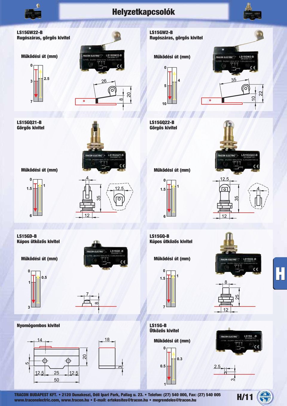 LS15GQ22-B Görgős kivitel LS15GD-B Kúpos ütközős kivitel