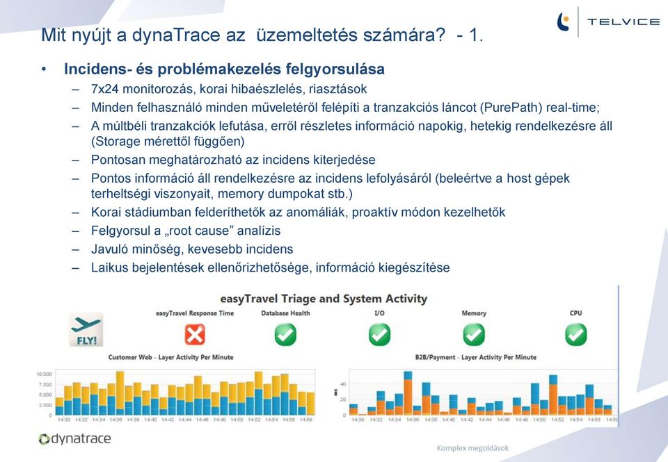 múltbéli tranzakciók lefutása, erről részletes információ napokig, hetekig rendelkezésre áll (Storage mérettől függően) Pontosan meghatározható az incidens kiterjedése Pontos