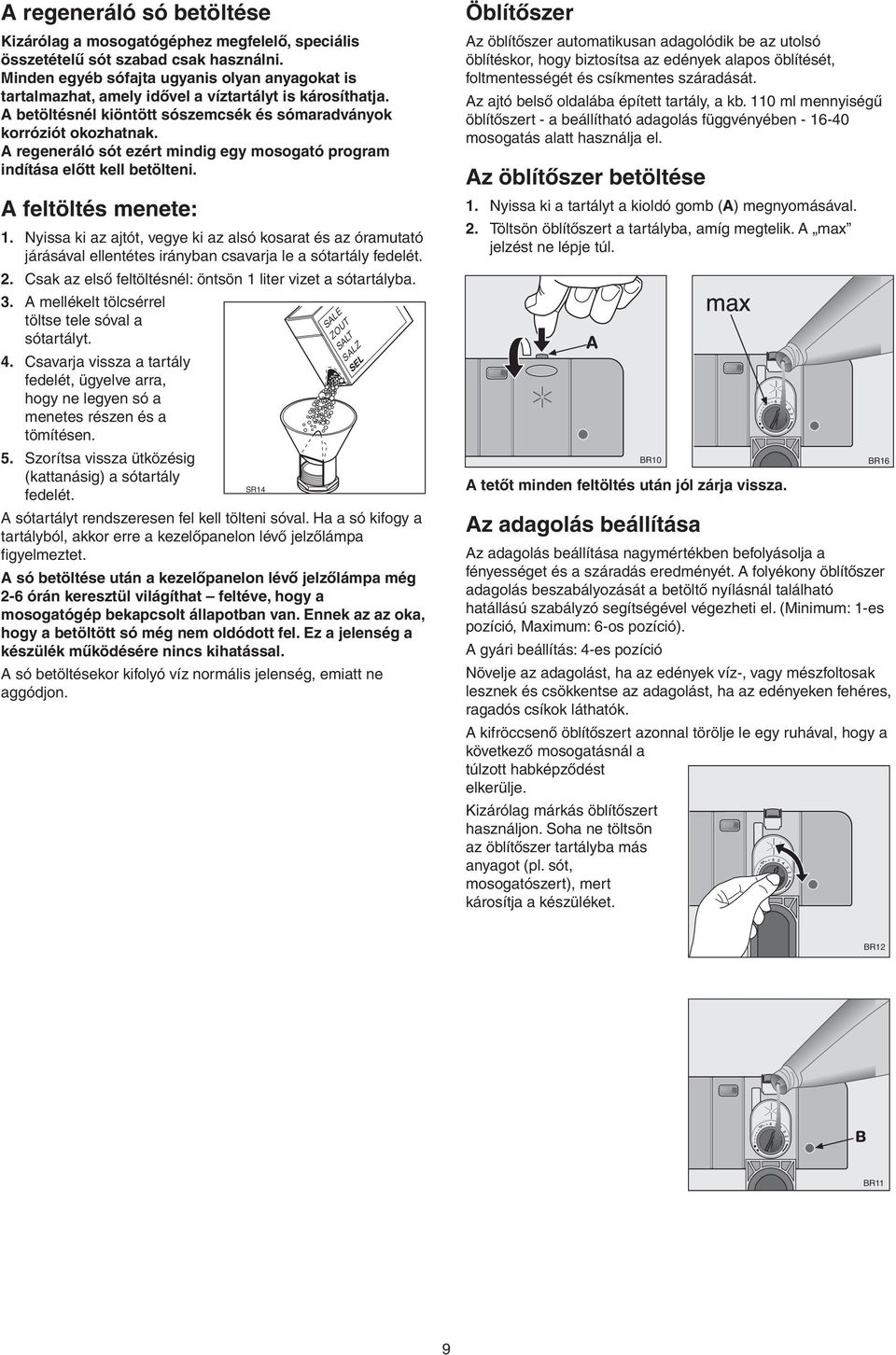 A regeneráló sót ezért mindig egy mosogató program indítása előtt kell betölteni. A feltöltés menete: 1.