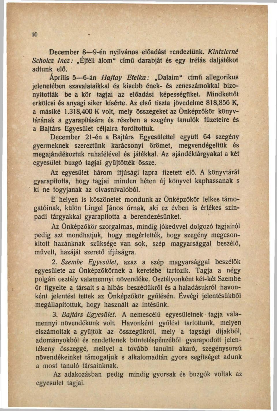 Mindkettőt erkölcsi és anyagi siker kísérte. Az első tiszta jövedelme 818,856 K, a másiké 1.