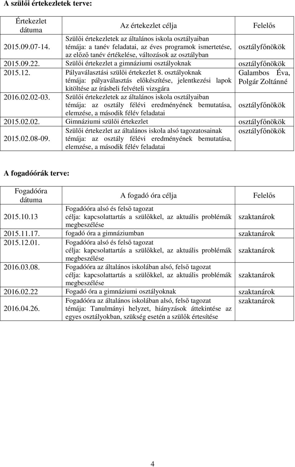 22. Szülői értekezlet a gimnáziumi osztályoknak 2015.12. Pályaválasztási szülői értekezlet 8.