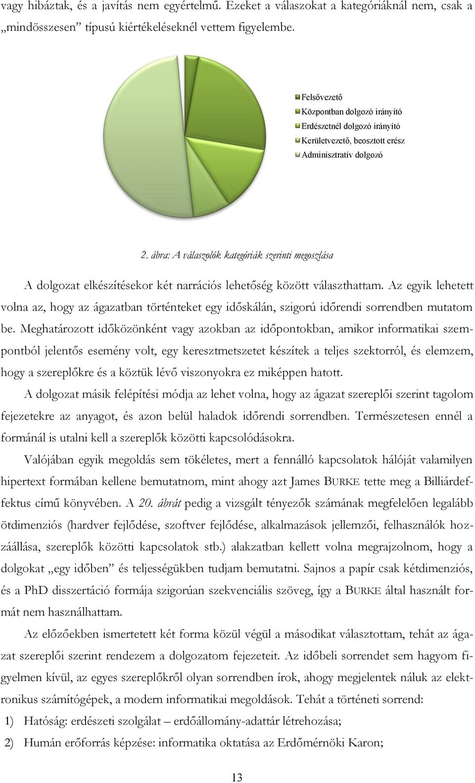 ábra: A válaszolók kategóriák szerinti megoszlása A dolgozat elkészítésekor két narrációs lehetőség között választhattam.