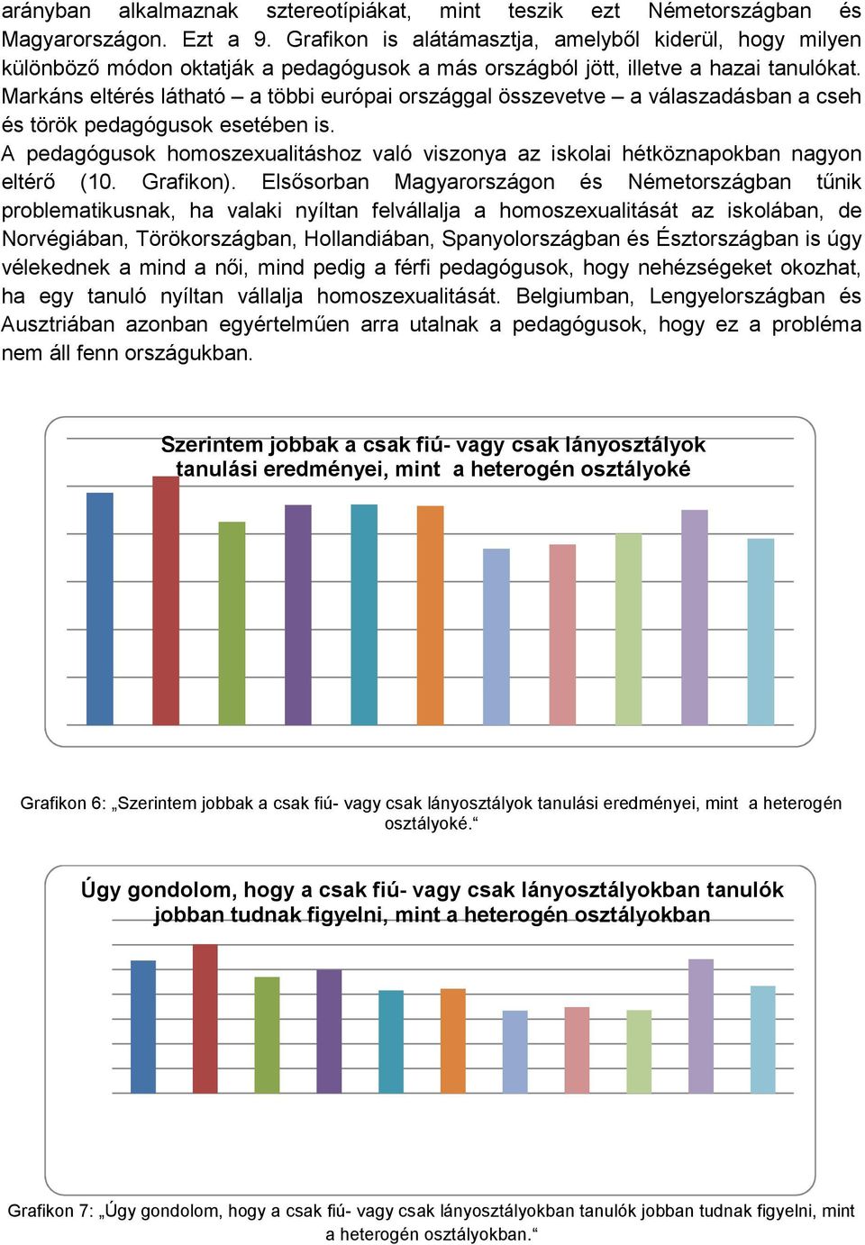 Markáns eltérés látható a többi európai országgal összevetve a válaszadásban a cseh és török pedagógusok esetében is.