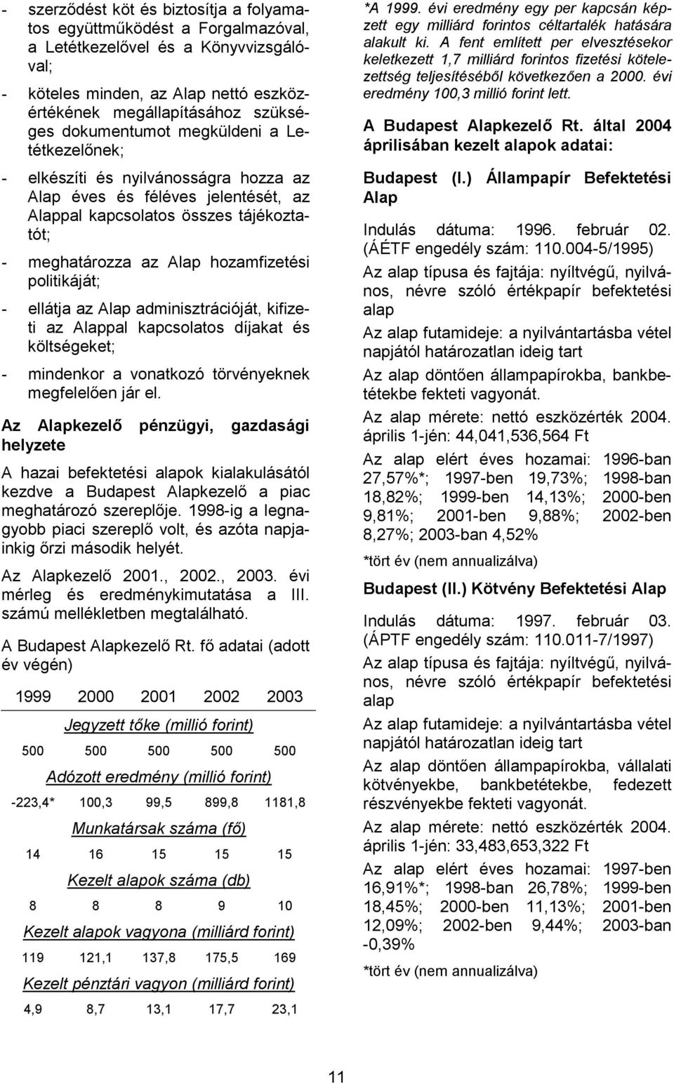 politikáját; - ellátja az Alap adminisztrációját, kifizeti az Alappal kapcsolatos díjakat és költségeket; - mindenkor a vonatkozó törvényeknek megfelelően jár el.