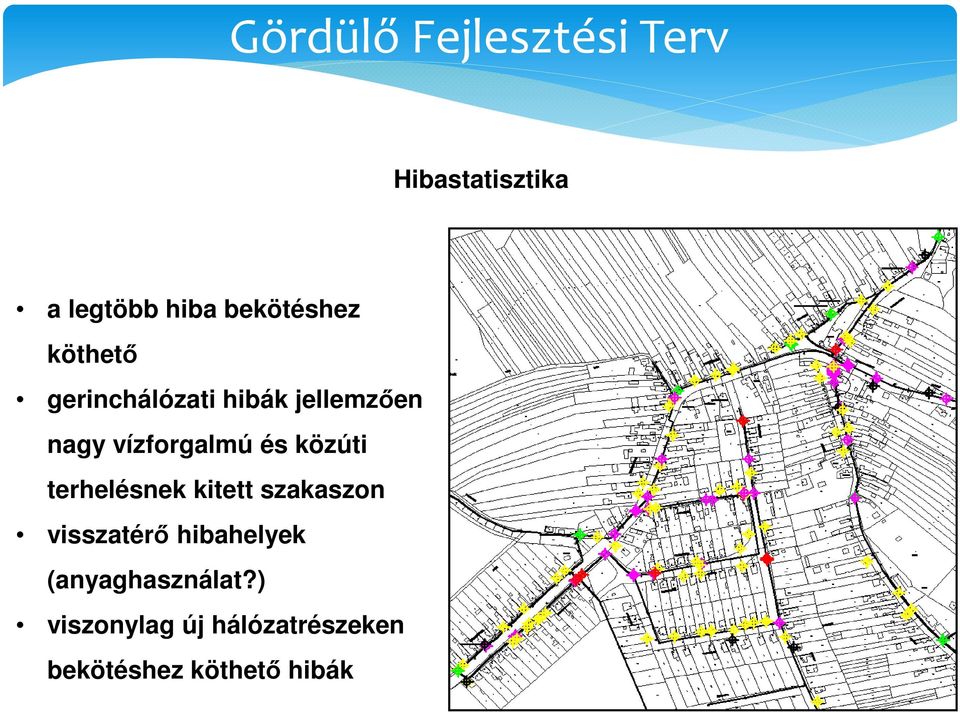 közúti terhelésnek kitett szakaszon visszatérő hibahelyek