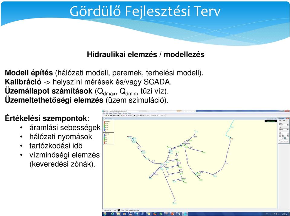 Üzemállapot számítások (Q dmax, Q dmin, tűzi víz).