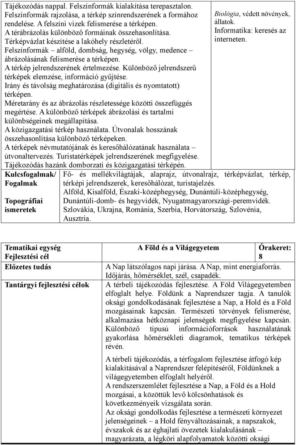 A térkép jelrendszerének értelmezése. Különböző jelrendszerű térképek elemzése, információ gyűjtése. Irány és távolság meghatározása (digitális és nyomtatott) térképen.