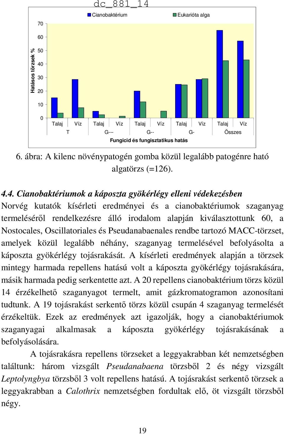 4. Cianobaktériumok a káposzta gyökérlégy elleni védekezésben Norvég kutatók kísérleti eredményei és a cianobaktériumok szaganyag termeléséről rendelkezésre álló irodalom alapján kiválasztottunk 60,