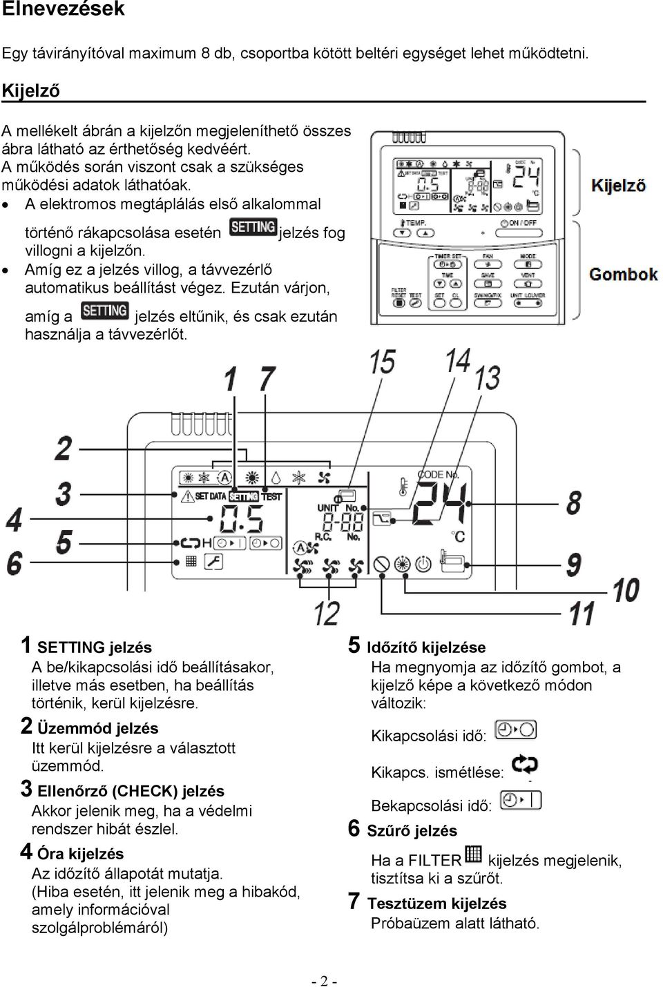 Amíg ez a jelzés villog, a távvezérlő automatikus beállítást végez. Ezután várjon, amíg a jelzés eltűnik, és csak ezután használja a távvezérlőt.