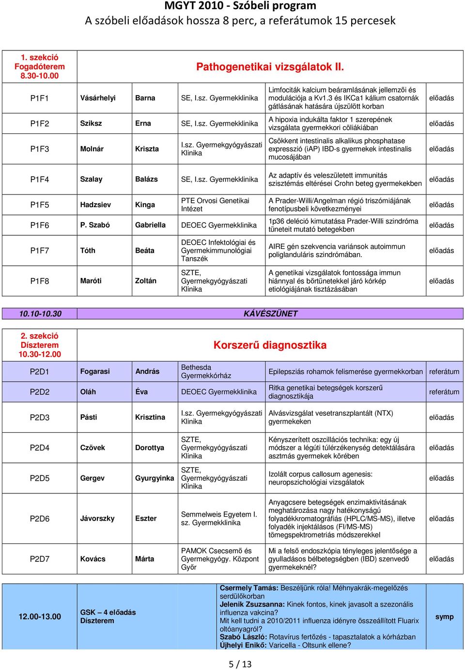 Szabó Gabriella DEOEC Gyermekklinika P1F7 Tóth Beáta P1F8 Maróti Zoltán DEOEC Infektológiai és Gyermekimmunológiai Tanszék Limfociták kalcium beáramlásának jellemzıi és modulációja a Kv1.