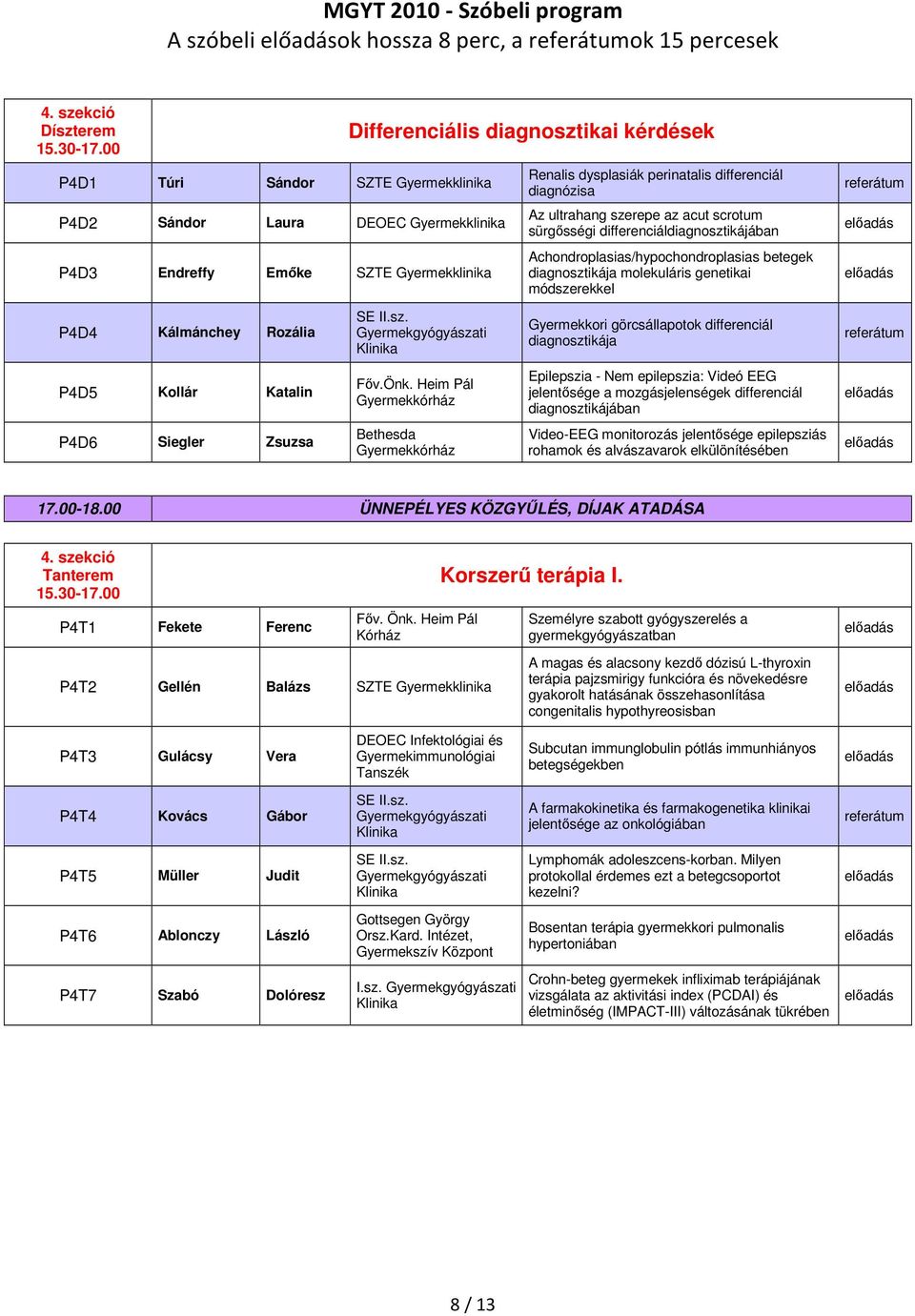 differenciál diagnózisa Az ultrahang szerepe az acut scrotum sürgısségi differenciáldiagnosztikájában Achondroplasias/hypochondroplasias betegek diagnosztikája molekuláris genetikai módszerekkel P4D4