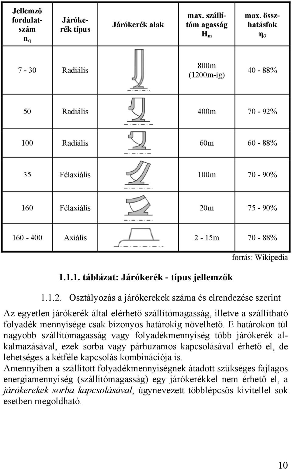 .. táblázat: Járókerék - típus jellemzők forrás: Wikipedia.