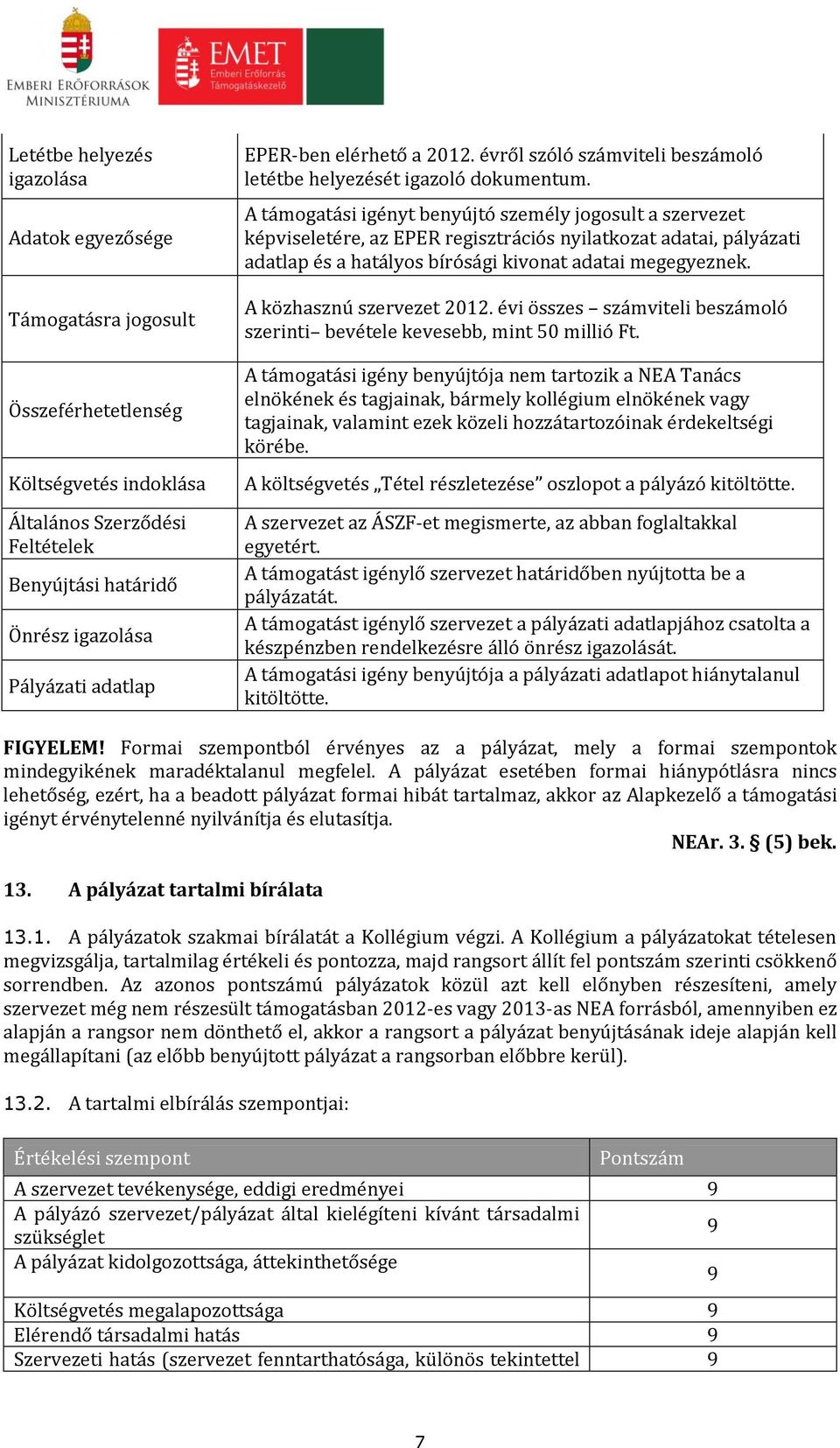 A támogatási igényt benyújtó személy jogosult a szervezet képviseletére, az EPER regisztrációs nyilatkozat adatai, pályázati adatlap és a hatályos bírósági kivonat adatai megegyeznek.