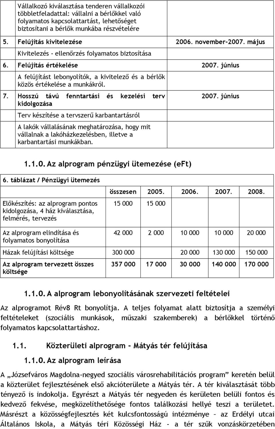 június A felújítást lebonyolítók, a kivitelező és a bérlők közös értékelése a munkákról. 7.