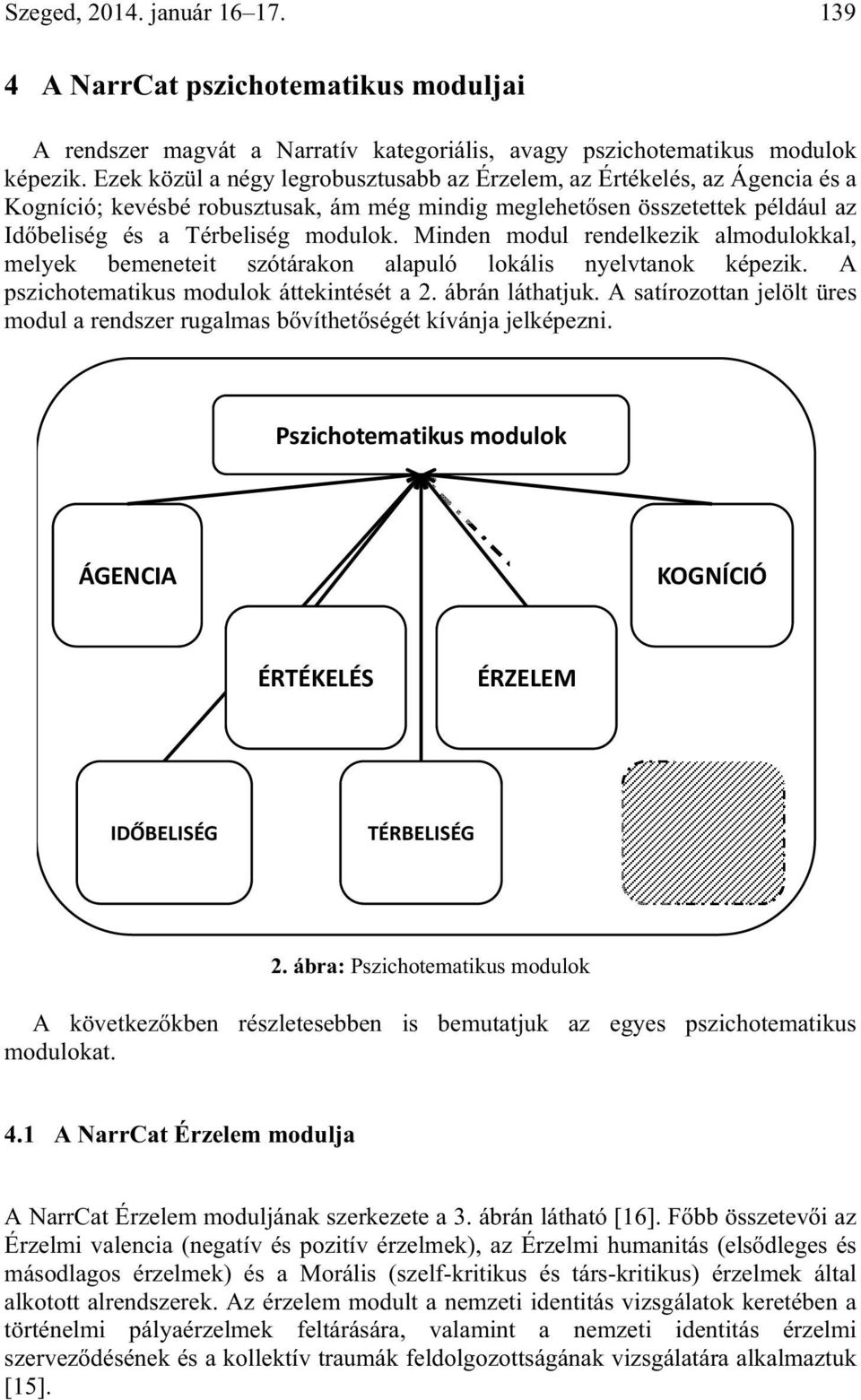 Minden modul rendelkezik almodulokkal, melyek bemeneteit szótárakon alapuló lokális nyelvtanok képezik. A pszichotematikus modulok áttekintését a 2. ábrán láthatjuk.