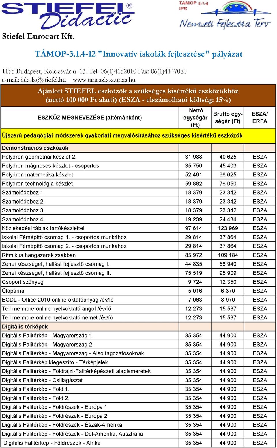 pedagógiai módszerek gyakorlati megvalósításához szükséges kisértékű eszközök ESZA/ ERFA Demonstrációs eszközök Polydron geometriai készlet 2.