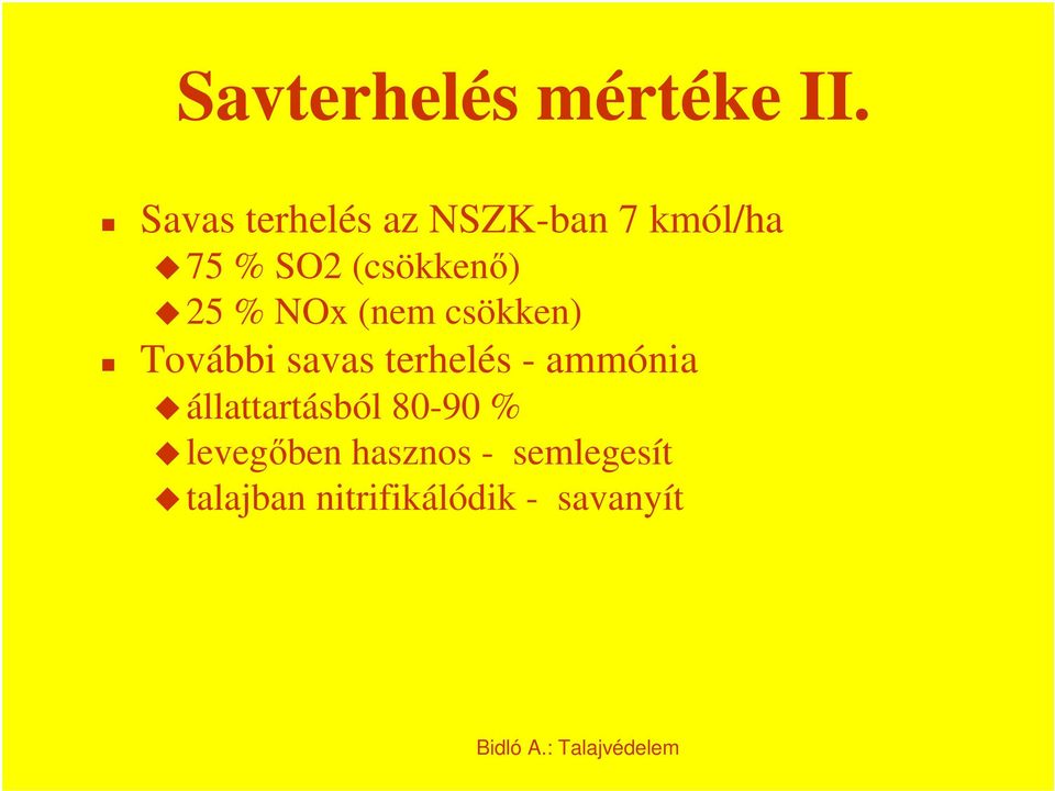 25 % NOx (nem csökken) További savas terhelés - ammónia