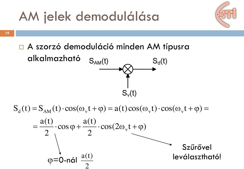 AM a(t) 2 (t) cos( cos =0-nál v t ) a(t) 2 a(t) 2 cos(2