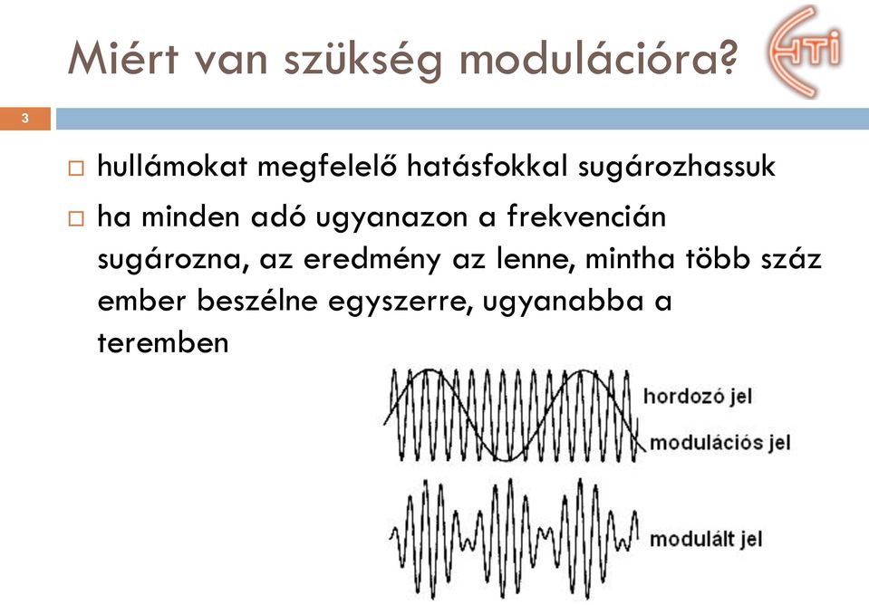 minden adó ugyanazon a frekvencián sugározna, az