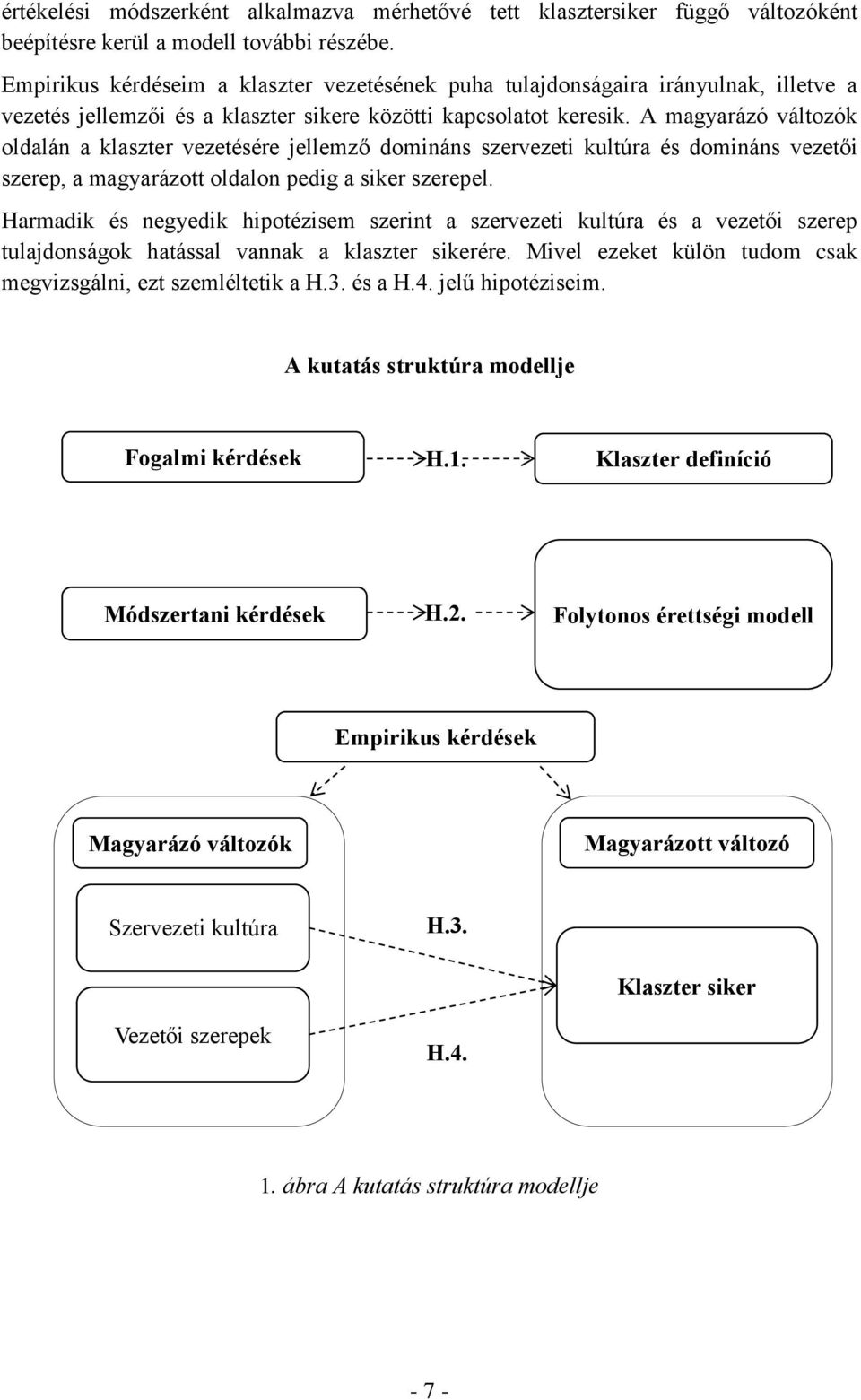 A magyarázó változók oldalán a klaszter vezetésére jellemző domináns szervezeti kultúra és domináns vezetői szerep, a magyarázott oldalon pedig a siker szerepel.