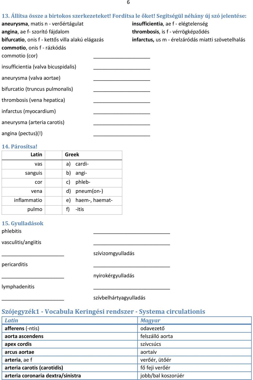 villa alakú elágazás infarctus, us m - érelzáródás miatti szövetelhalás commotio, onis f - rázkódás commotio (cor) 6 insufficientia (valva bicuspidalis) aneurysma (valva aortae) bifurcatio (truncus