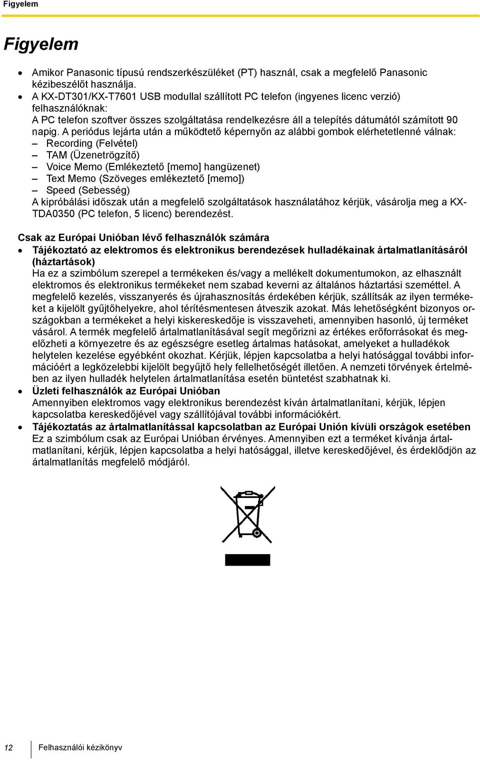 A periódus lejárta után a működtető képernyőn az alábbi gombok elérhetetlenné válnak: Recording (Felvétel) TAM (Üzenetrögzítő) Voice Memo (Emlékeztető [memo] hangüzenet) Text Memo (Szöveges