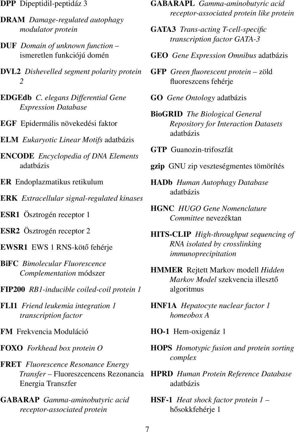 Extracellular signal-regulated kinases ESR1 Ösztrogén receptor 1 ESR2 Ösztrogén receptor 2 EWSR1 EWS 1 RNS-kötő fehérje BiFC Bimolecular Fluorescence Complementation módszer FIP200 RB1-inducible