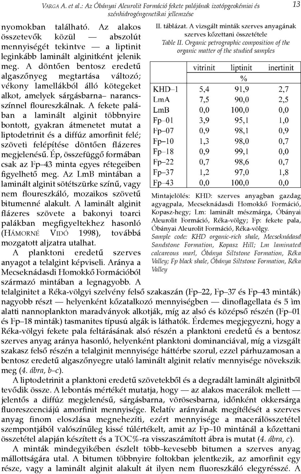 A döntõen bentosz eredetû algaszõnyeg megtartása változó; vékony lamellákból álló kötegeket alkot, amelyek sárgásbarna narancsszínnel floureszkálnak.